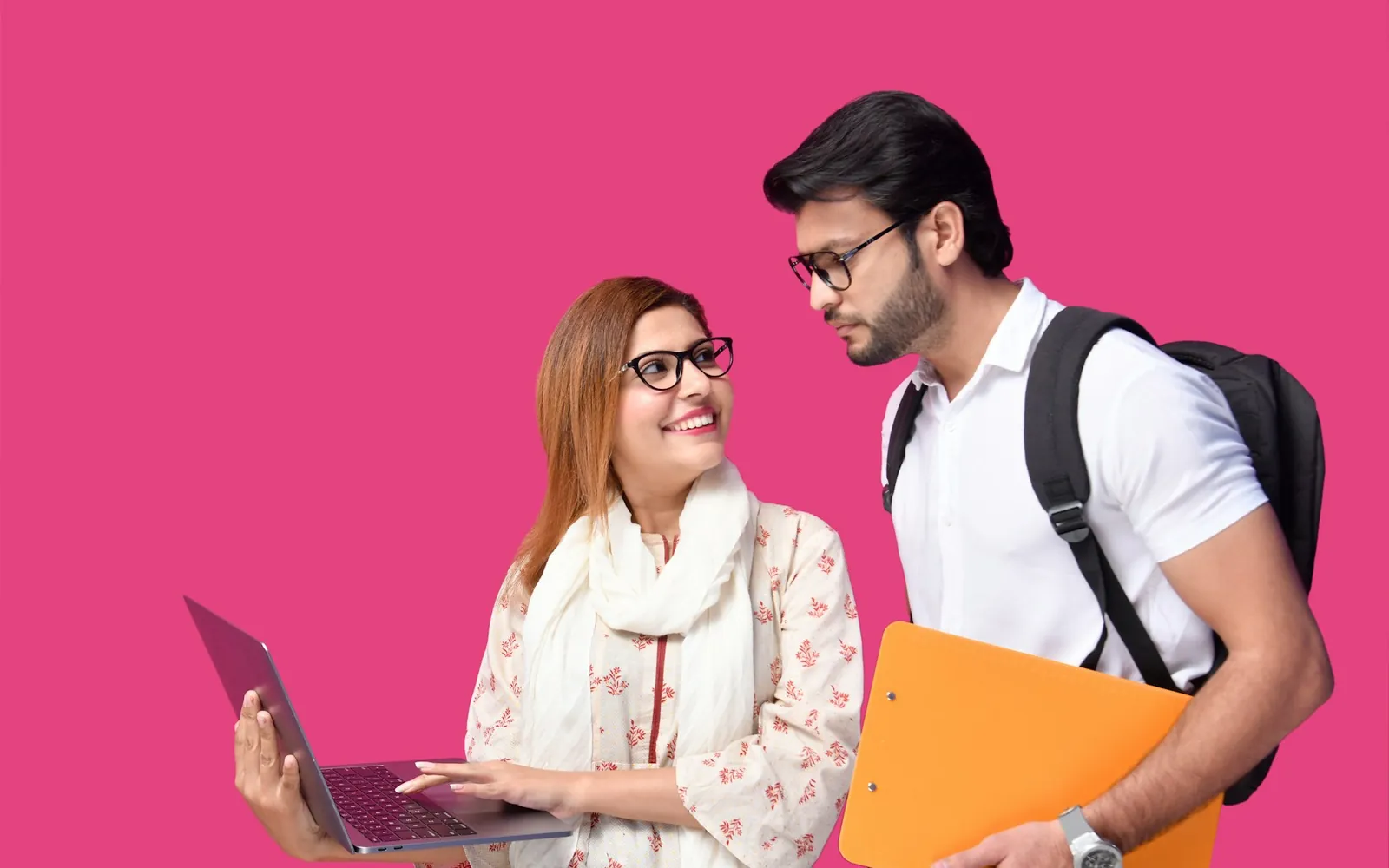 A mentor and a student discussing career plans over a laptop.
