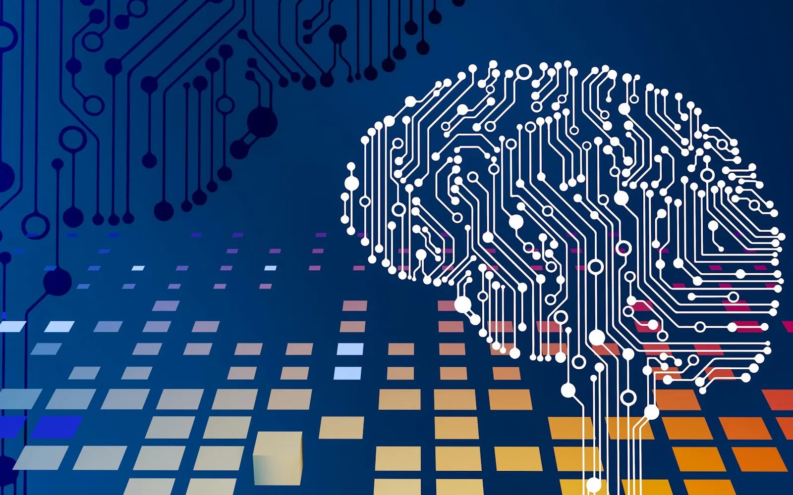 A circuit-board brain illustrating artificial intelligence.