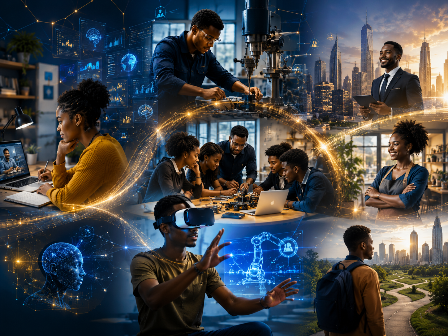 learner moving from online learning to practical training, mentorship, and opportunity connection